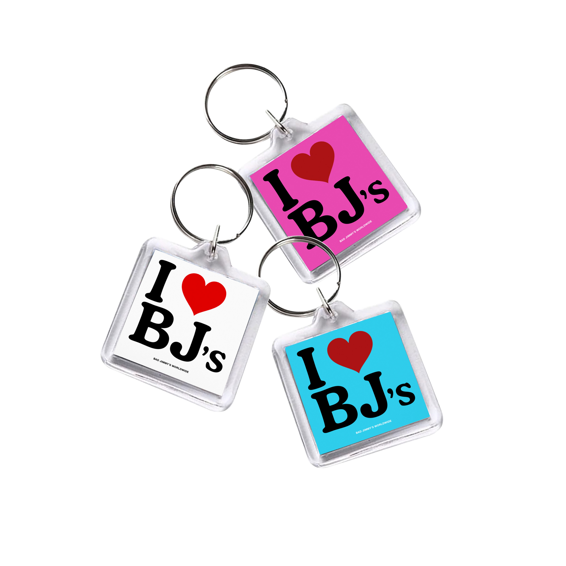 I Heart Bad Jimmy's Keychain - Blue, Pink, White