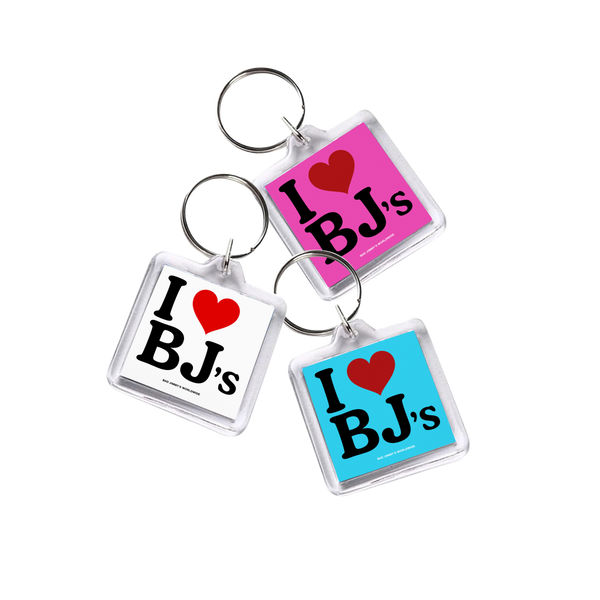 I Heart Bad Jimmy's Keychain - Blue, Pink, White